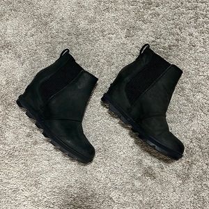 Sorel Black Wedge Ankle Boots